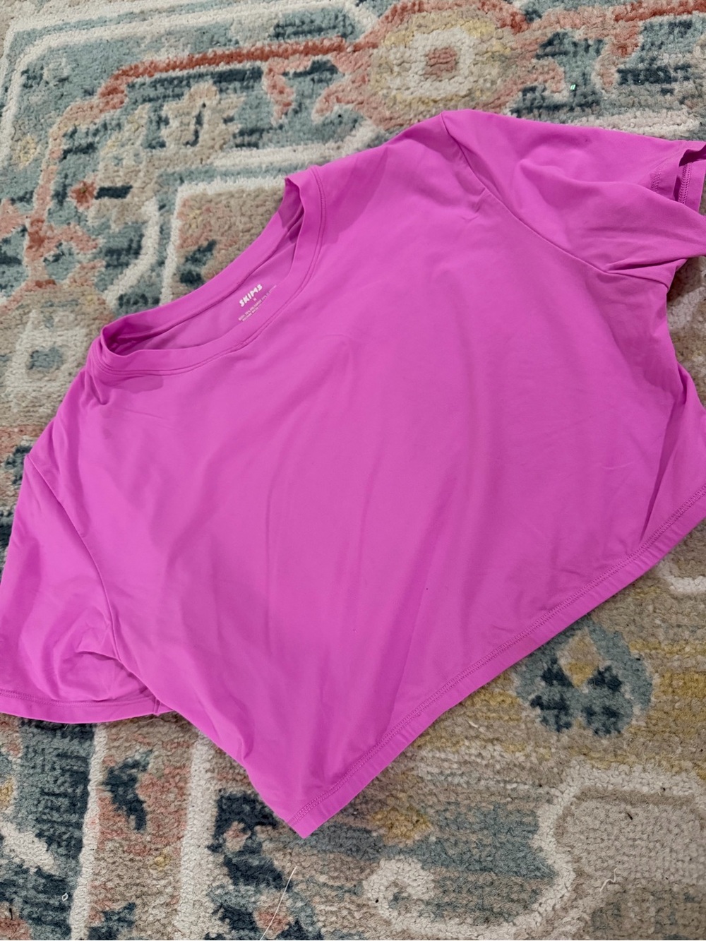 SKIMS Bright Pink Cropped Tee